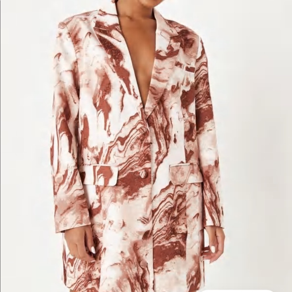 Brown and white blazer dress - Picture 2 of 3